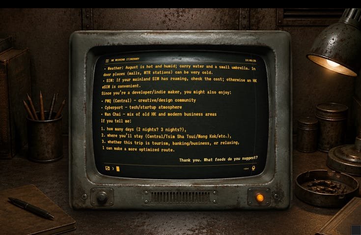 Nuclear Age ChatGPT theme — civil-defense terminal and vintage CRT monitor